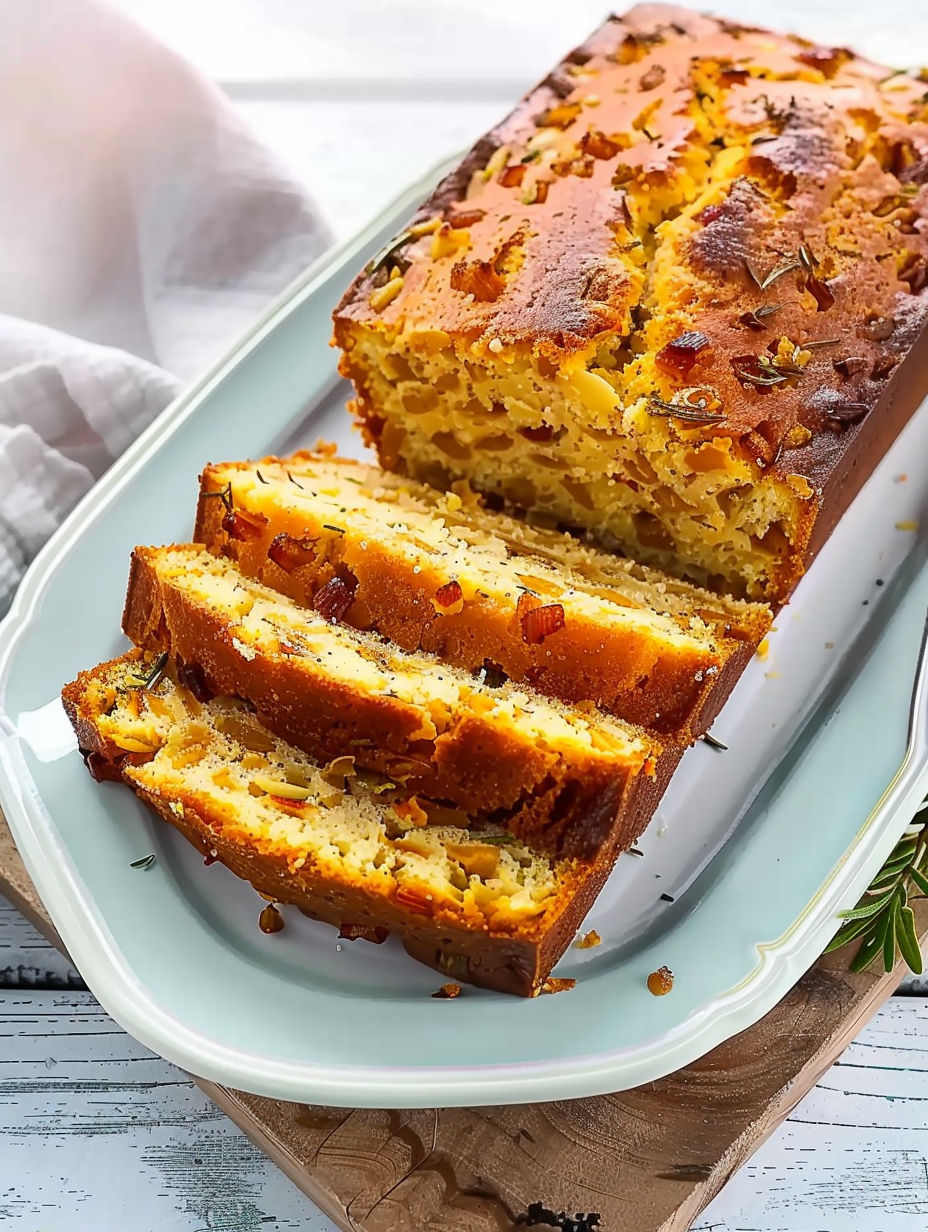 A slice of cake with butternut and bacon.