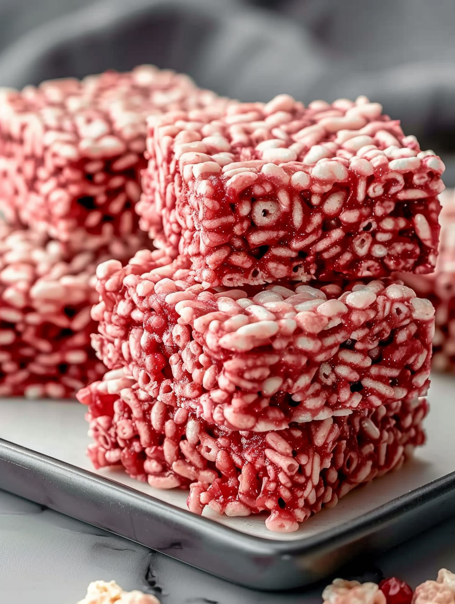A plate of red rice krispies.