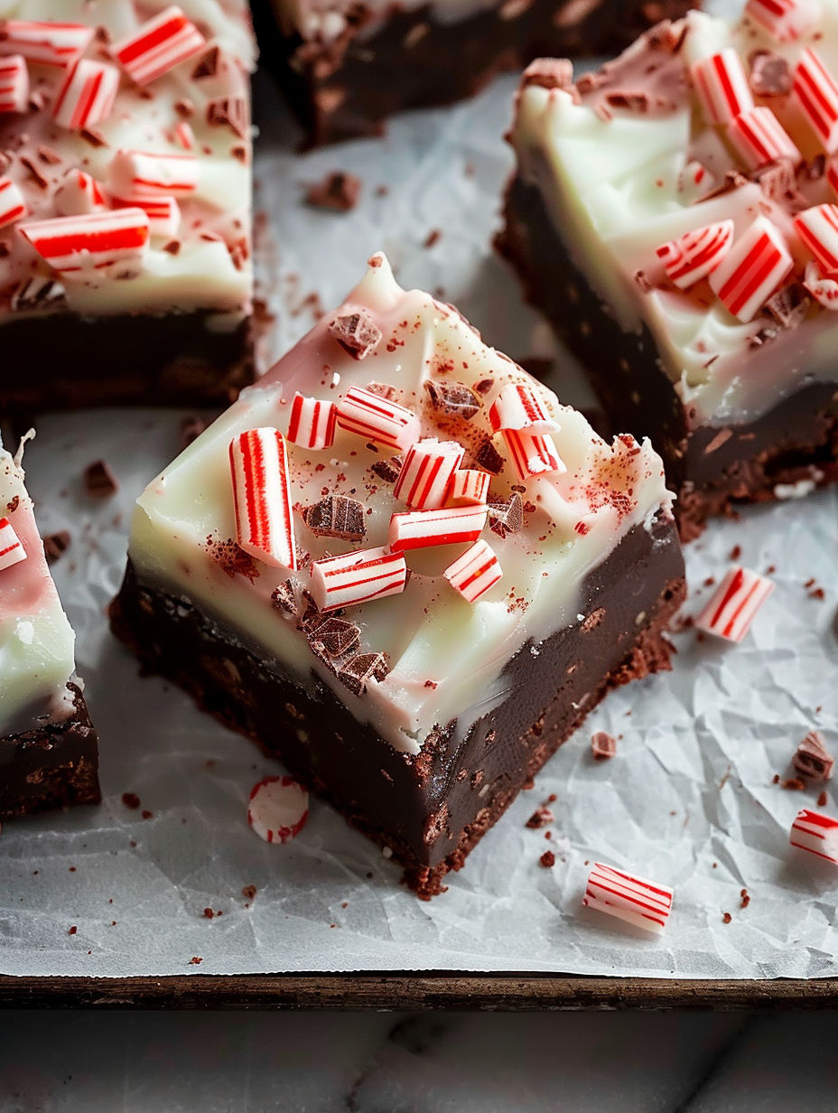 A piece of chocolate cake with white icing and red stripes.