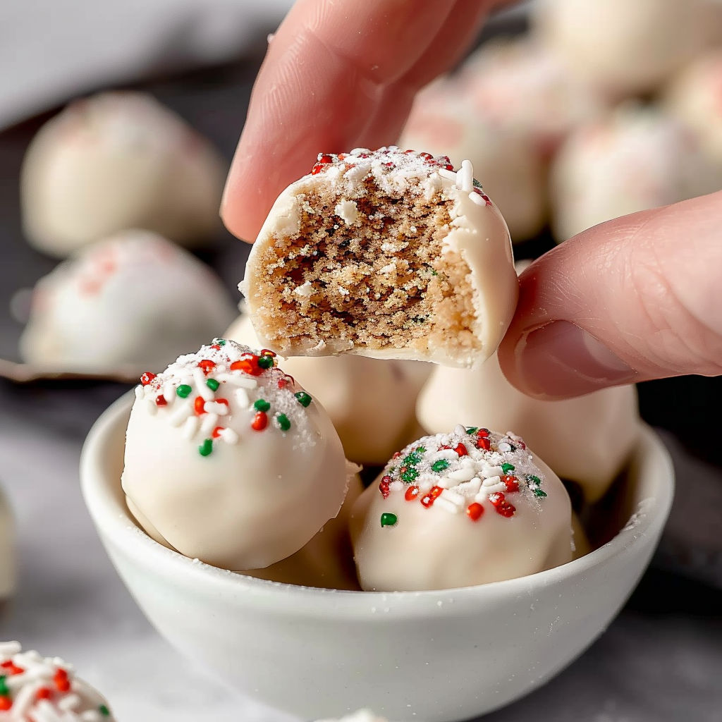 A hand is picking up a piece of food.