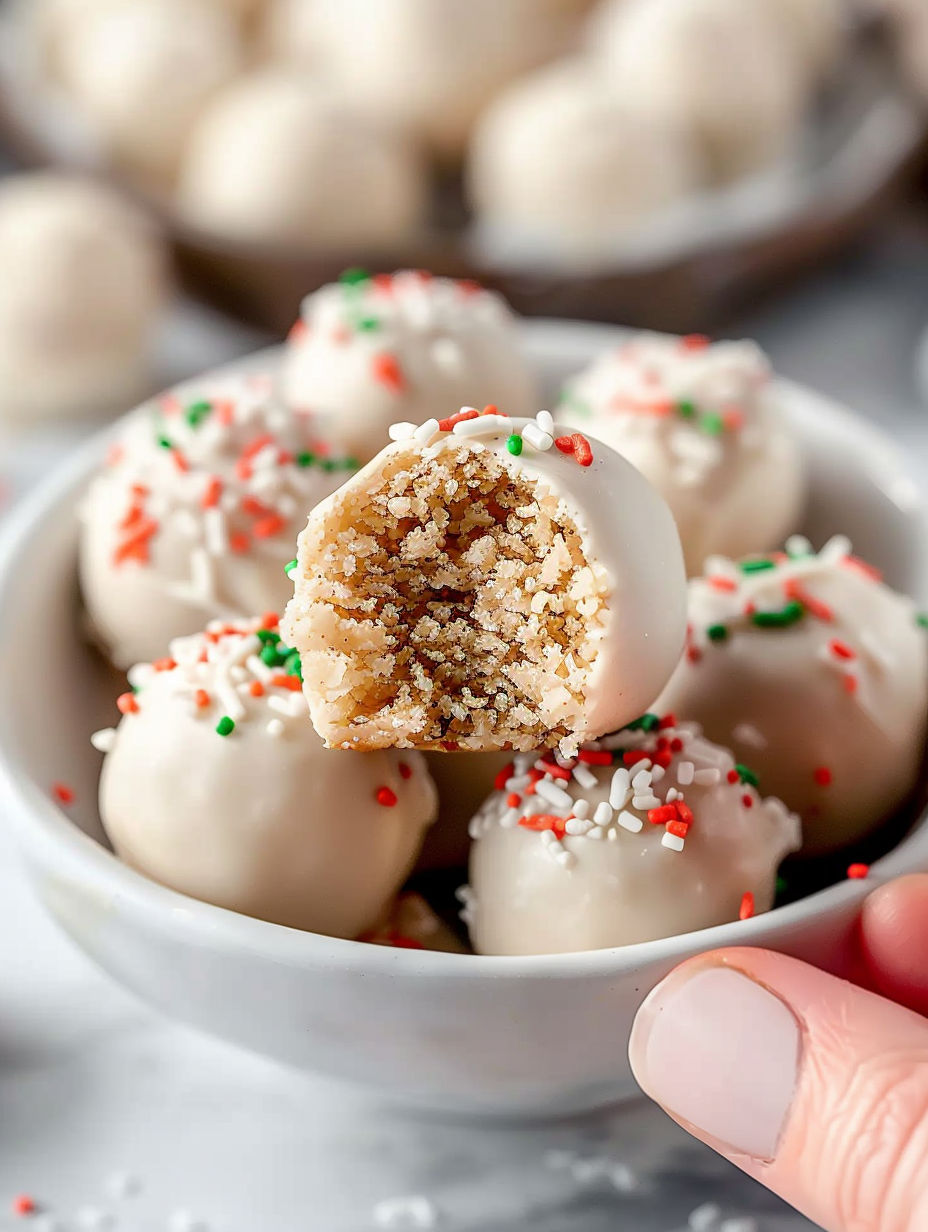 A bowl of sugar coated truffles.