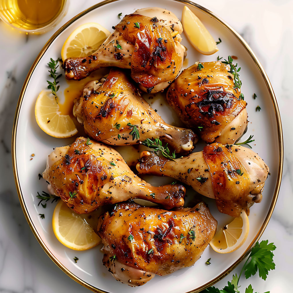 Chicken marinated in lemon juice and seasonings.