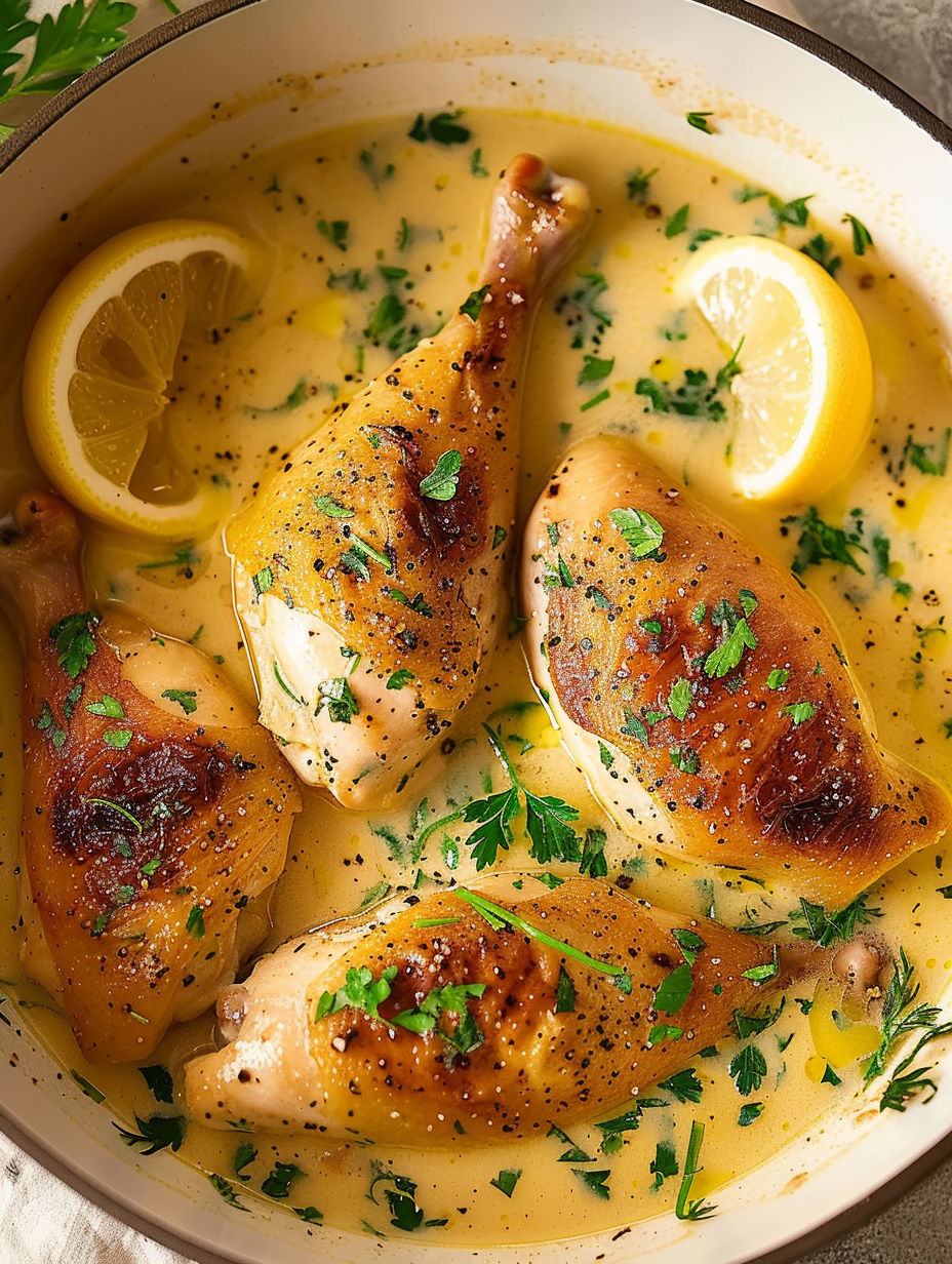 Chicken with lemon and herbs.