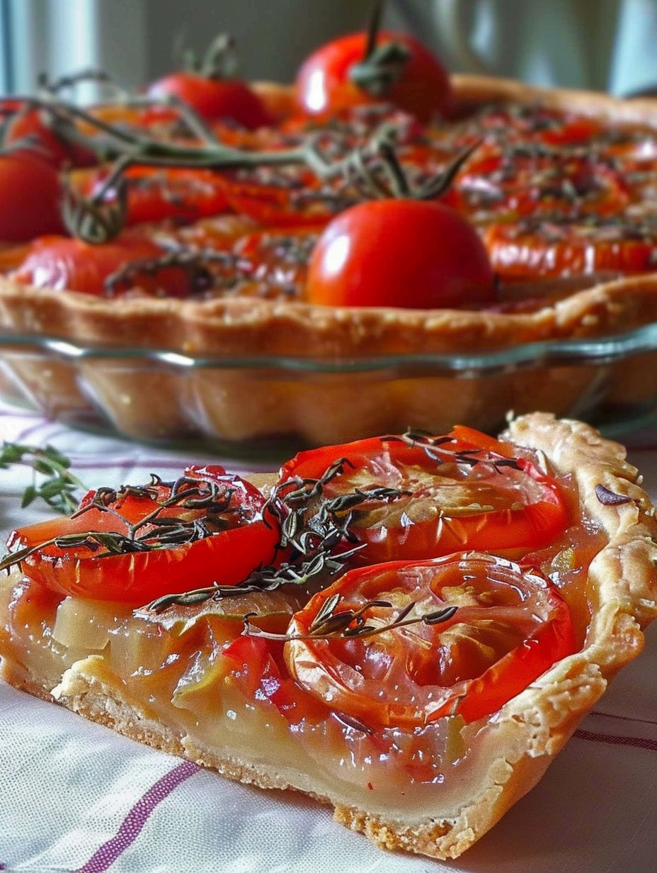 A slice of Tarte Provençale aux Tomates.