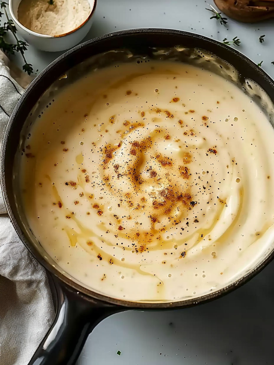 A pot of food with a spoon in it.