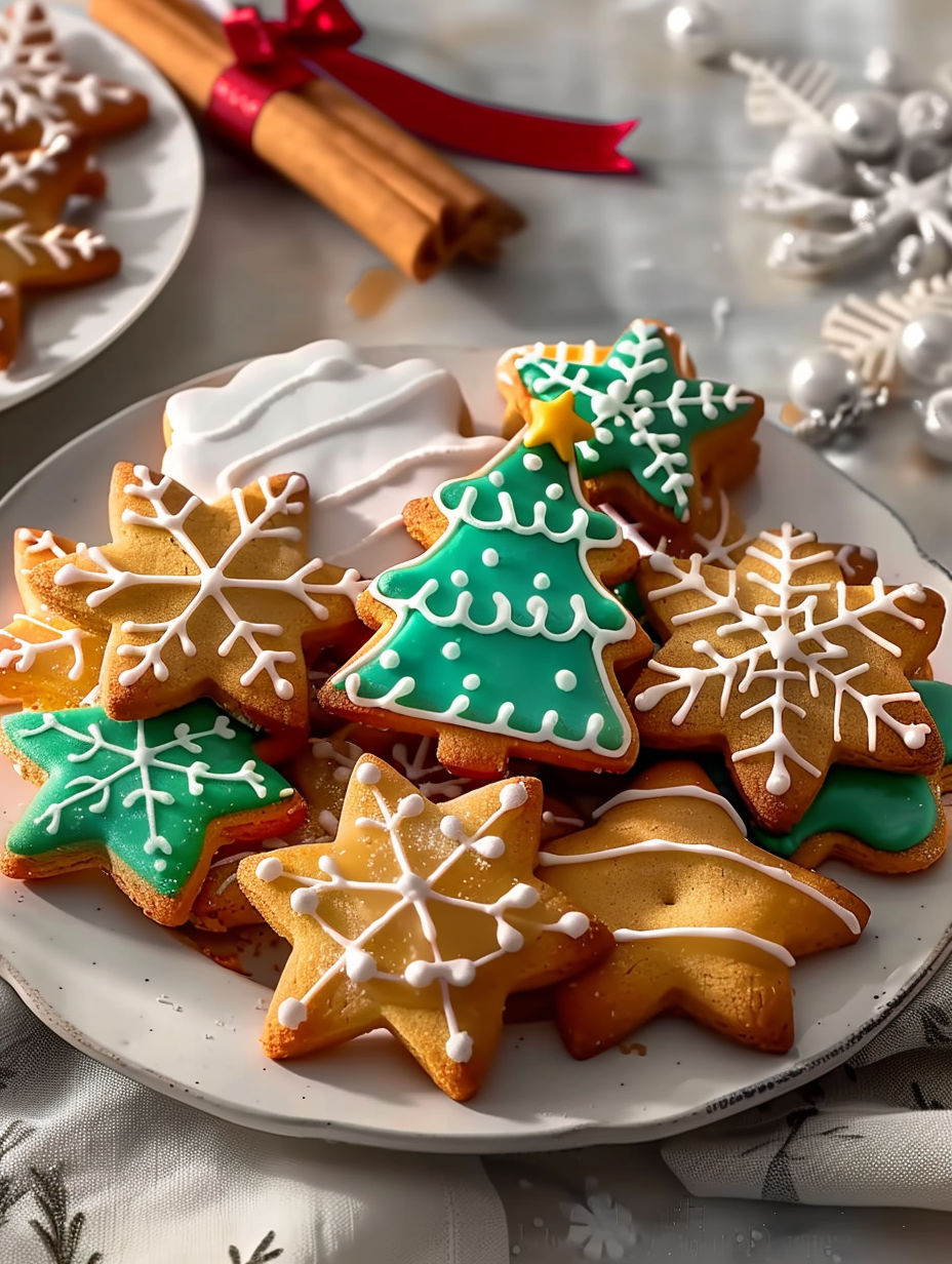 A plate of Christmas cookies.