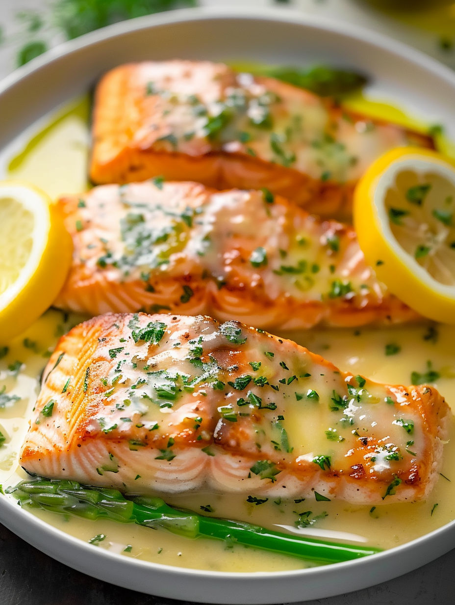 Saumon à la Sauce Beurre Citron Ail.