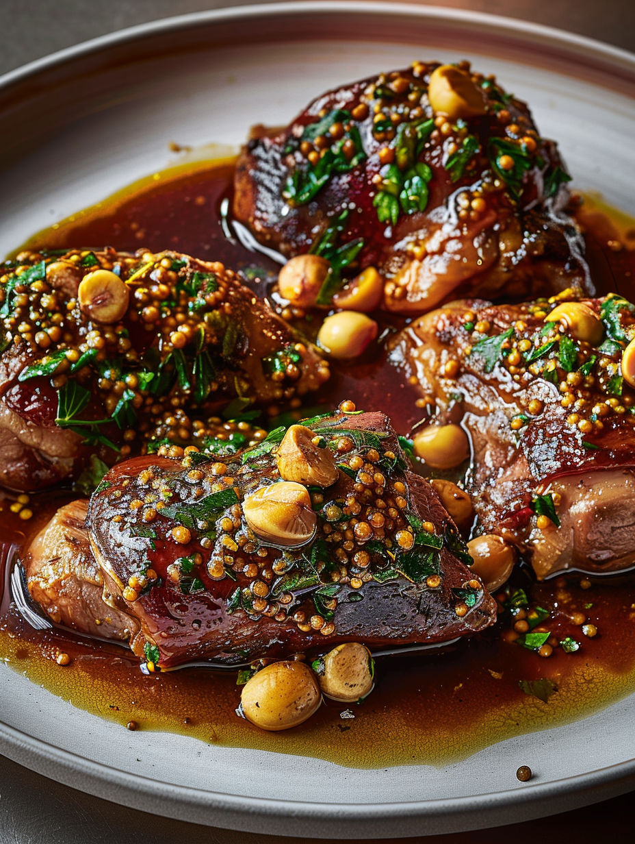 Dindon sauce garniture châtaignes.