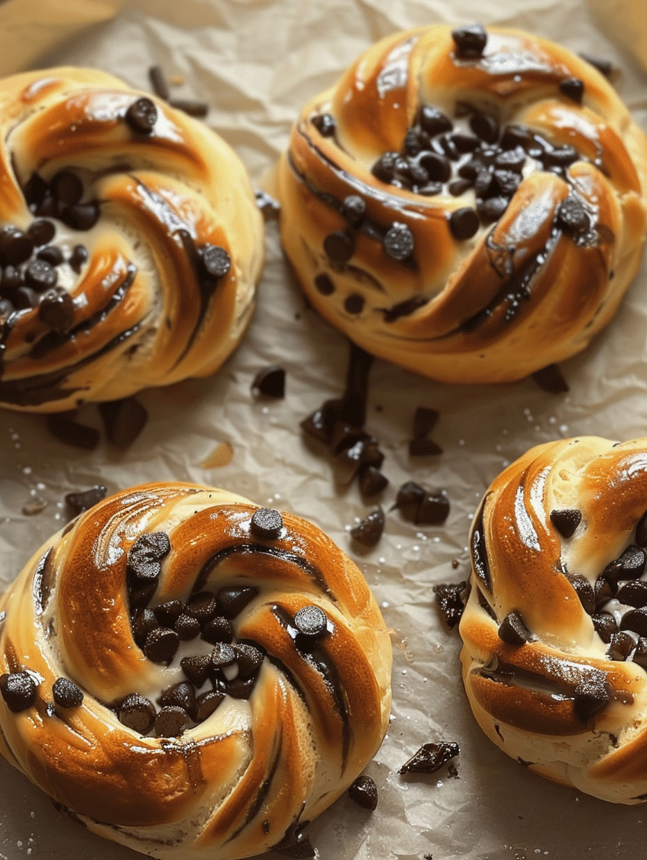 Brioches Roulées Crème Vanille & Pépites de Chocolat.