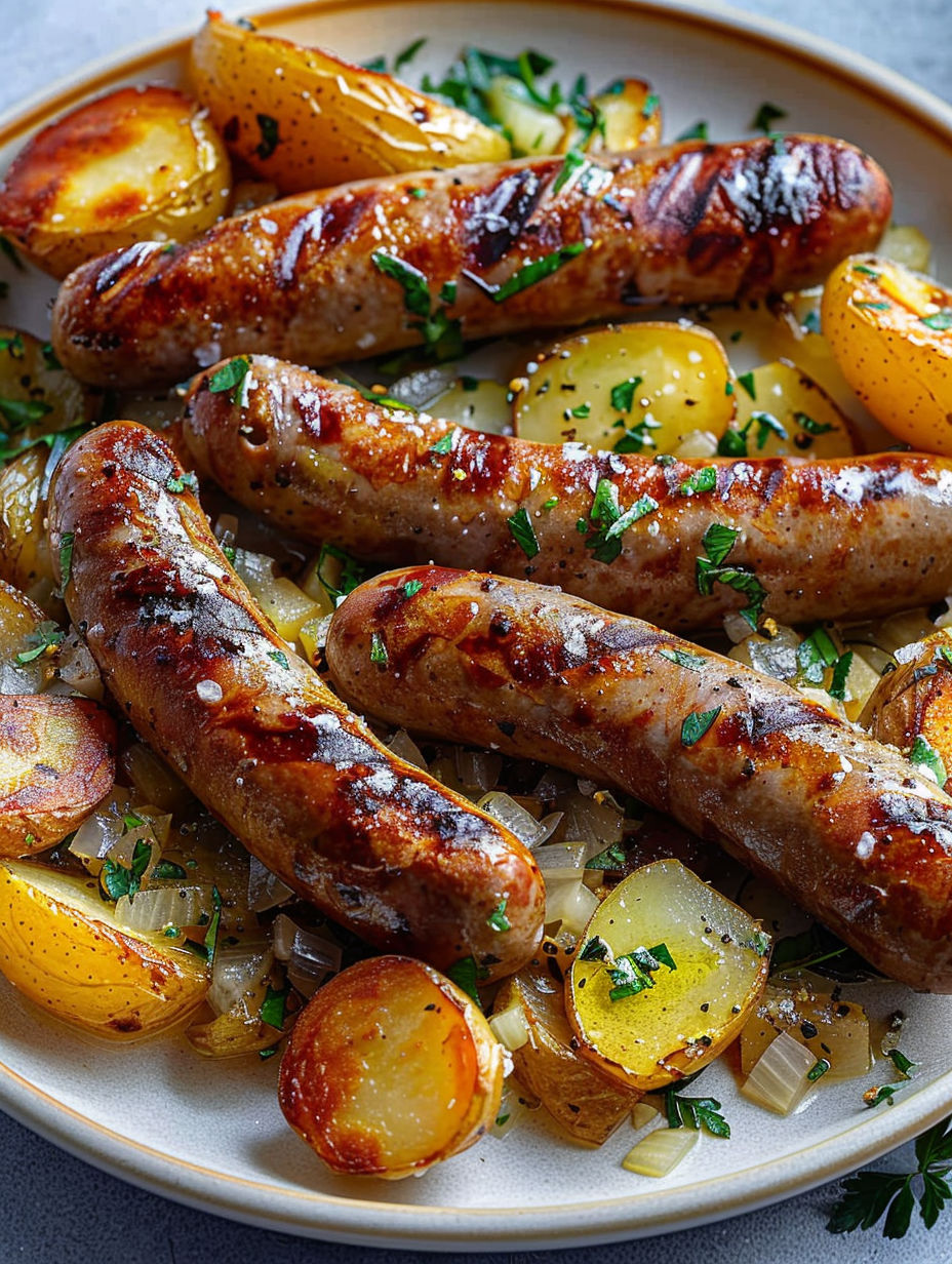 Saucisses au Four Pommes Œufs.