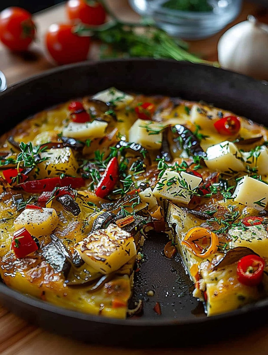 A close up of a pizza with mushrooms, red peppers, and cheese.