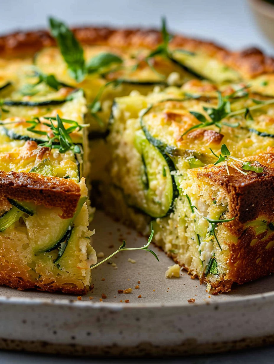 A slice of zucchini cake on a plate.