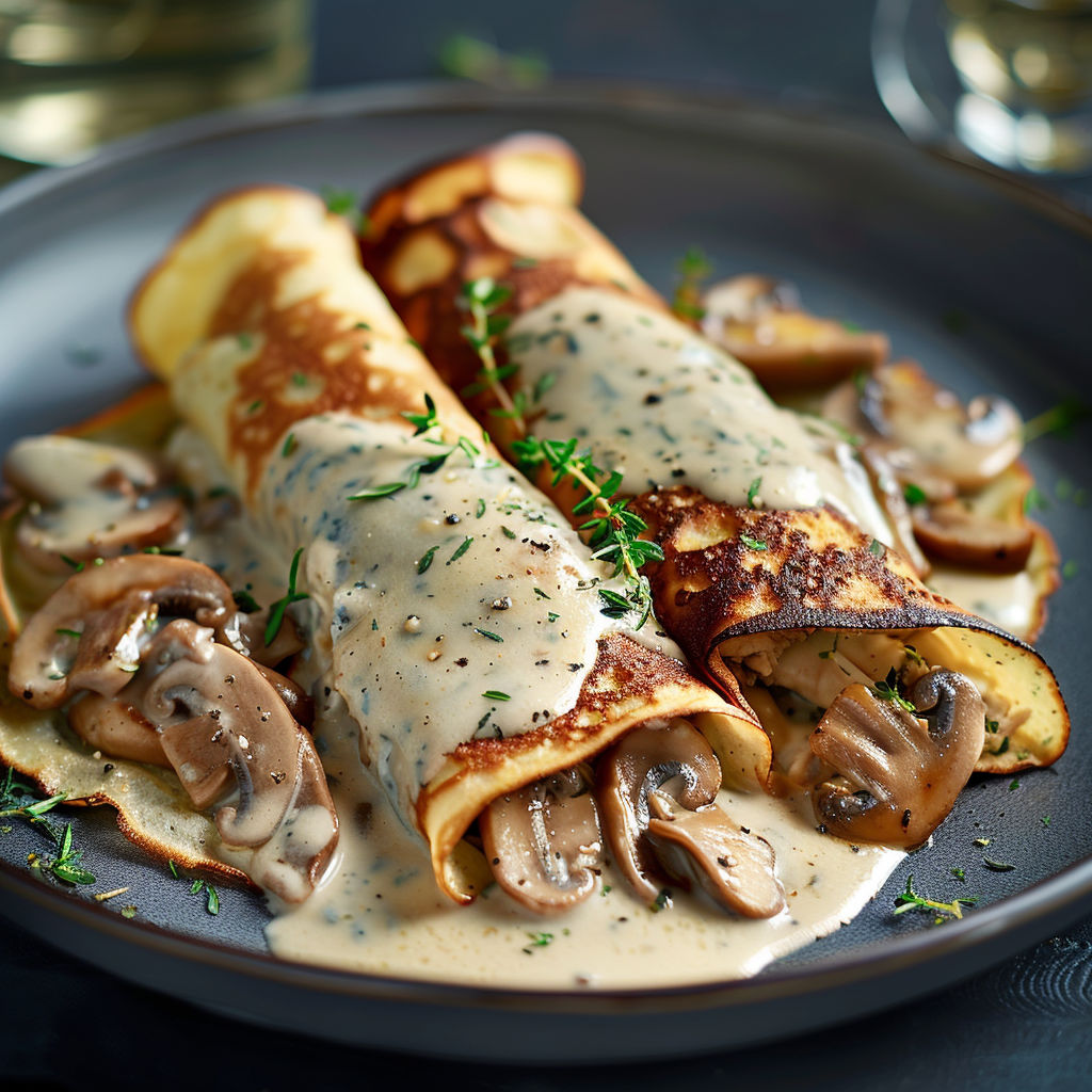 A plate of food with mushrooms and sauce.