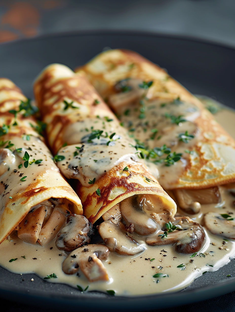 Crêpes Roulées Poulet, Champignons & Béchamel : Ultra Moelleuses et Pleines de Saveurs.