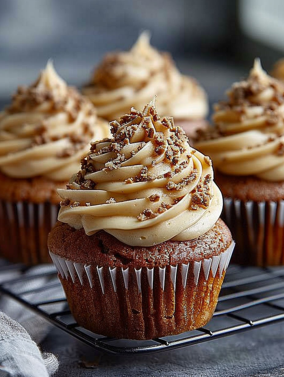 A cupcake with a swirl of frosting.