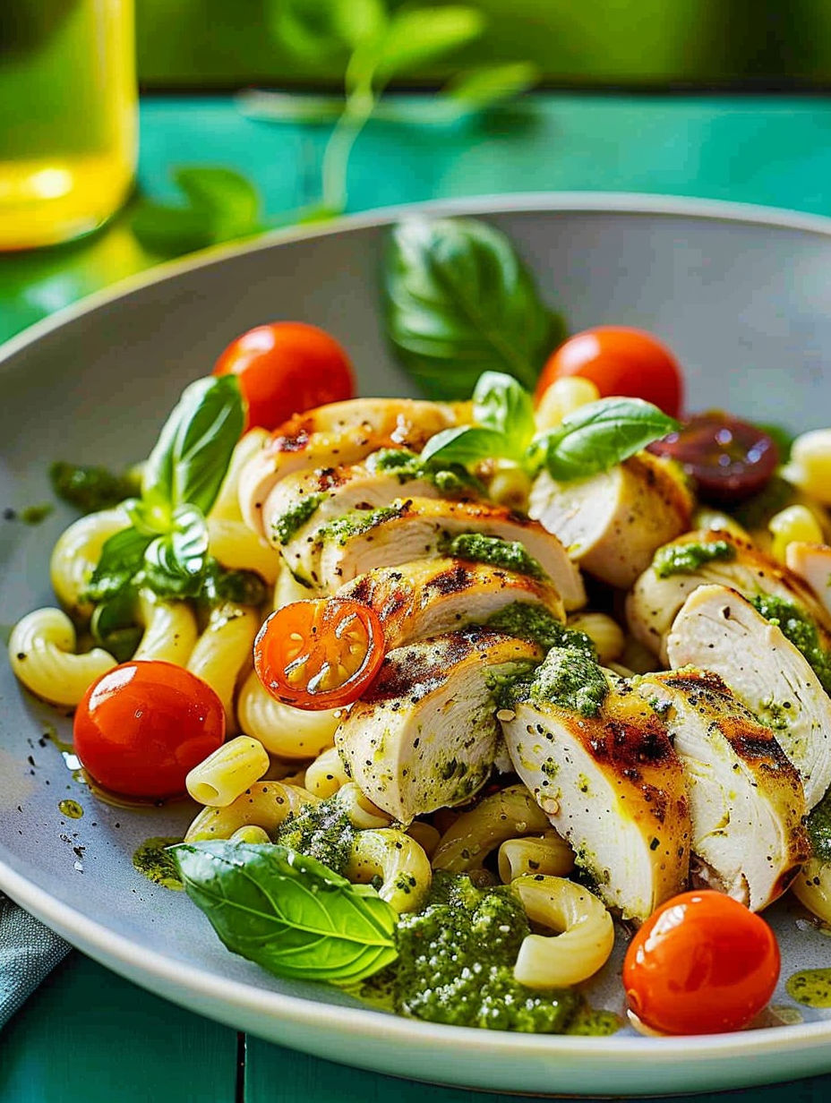 A plate of food with chicken, tomatoes, and spinach.