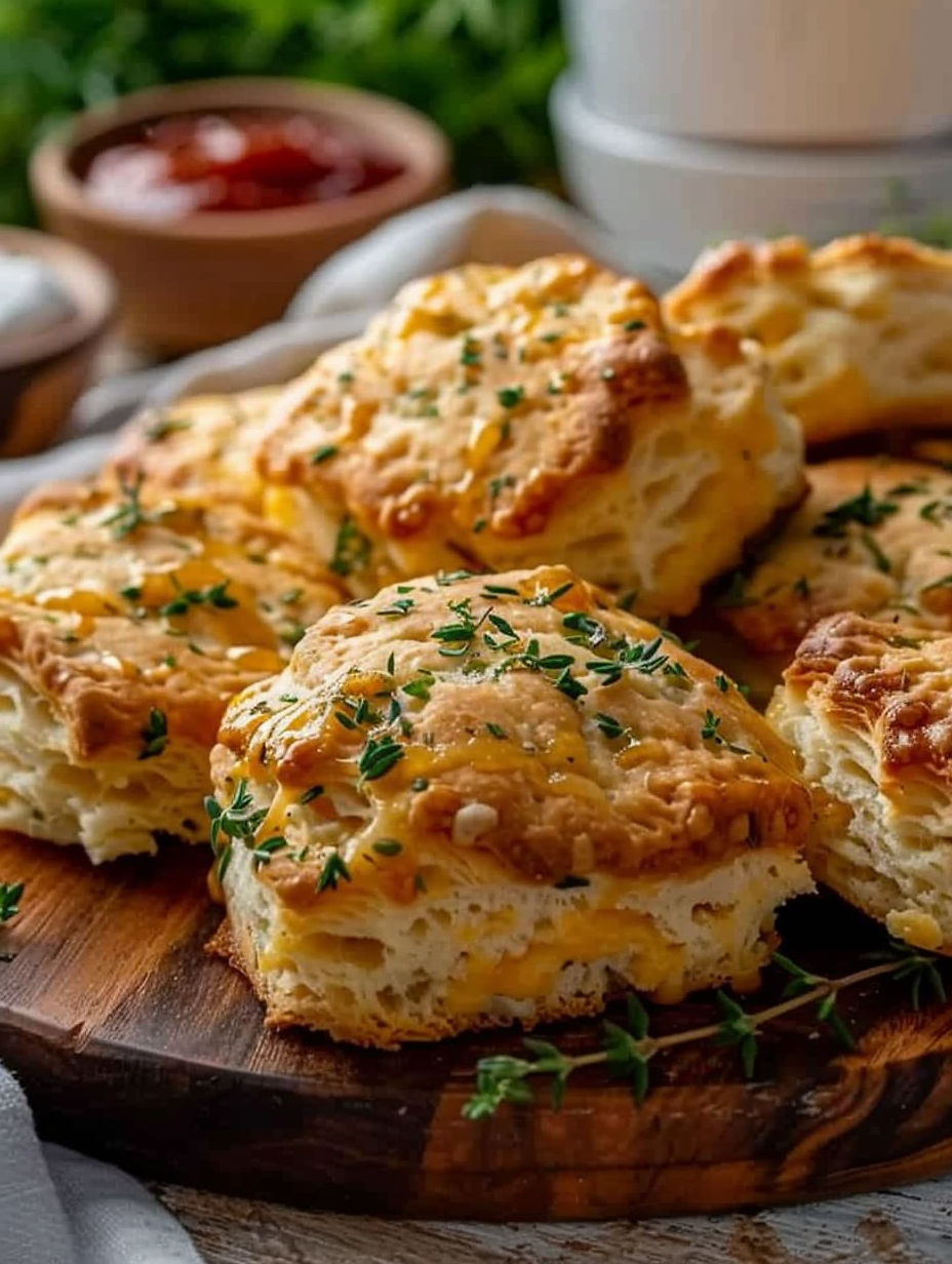 Scones with cheese and herbs.