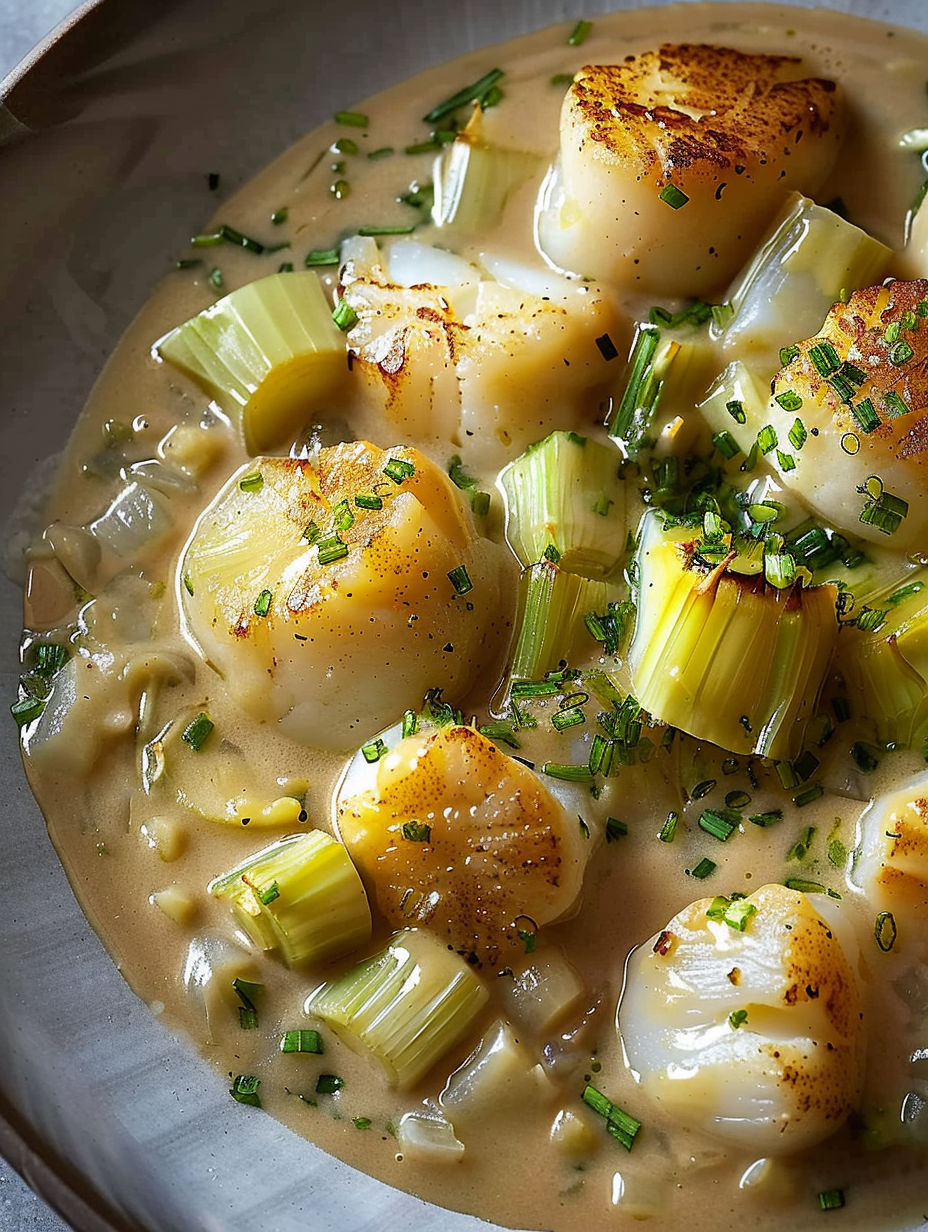 A dish of food with a sauce and vegetables.