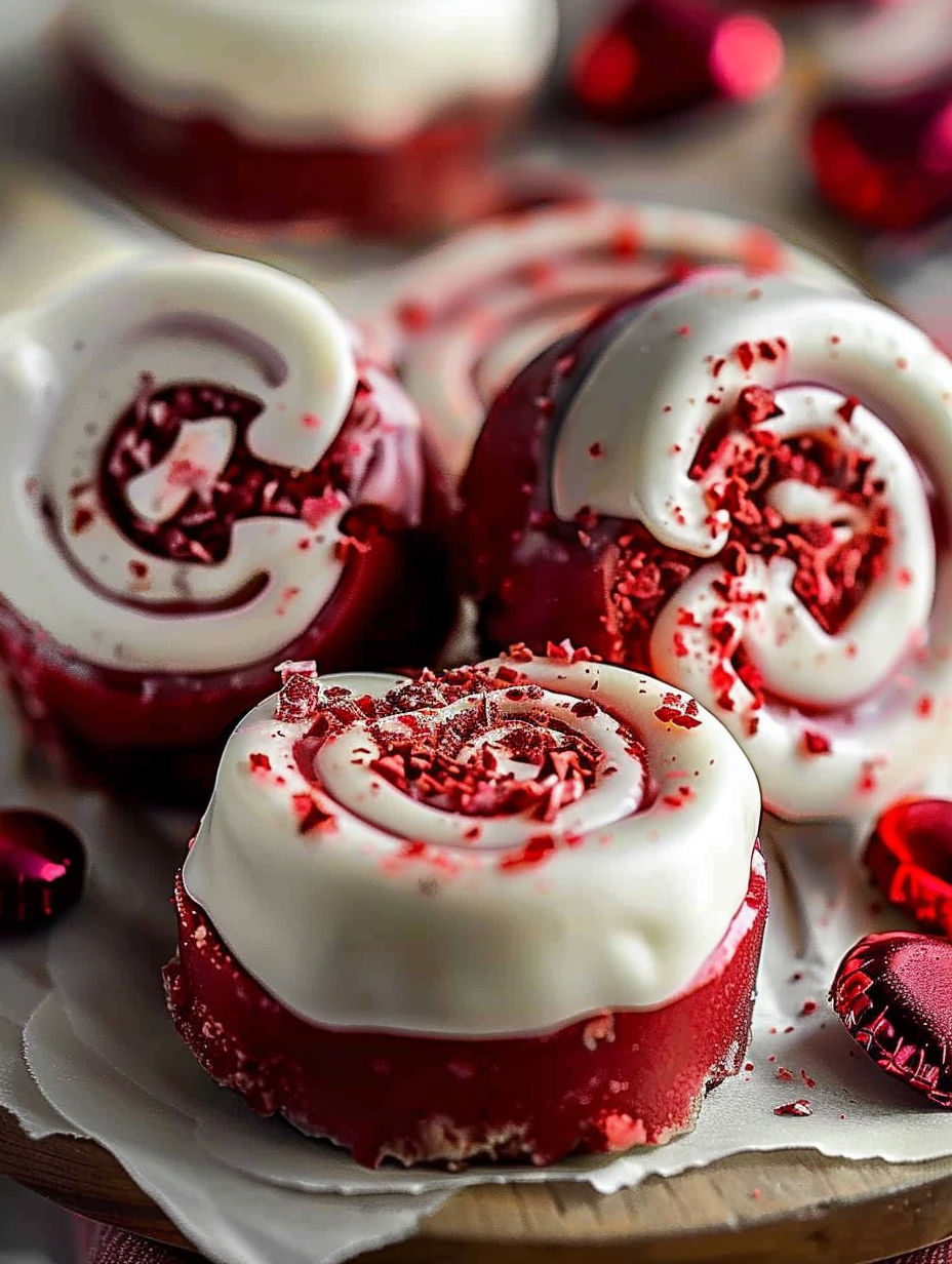 A plate of red and white candy.