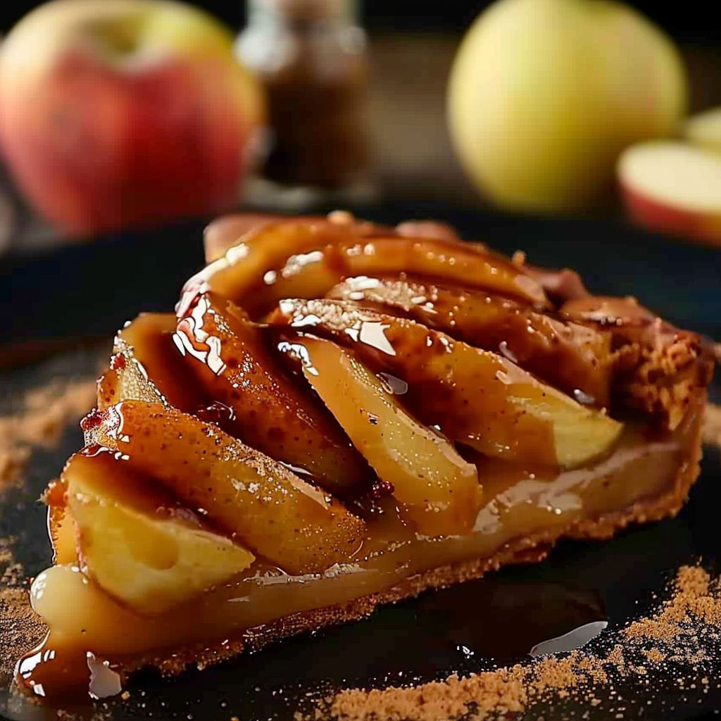 A slice of moelleux pommes cannelle gourmand pie.