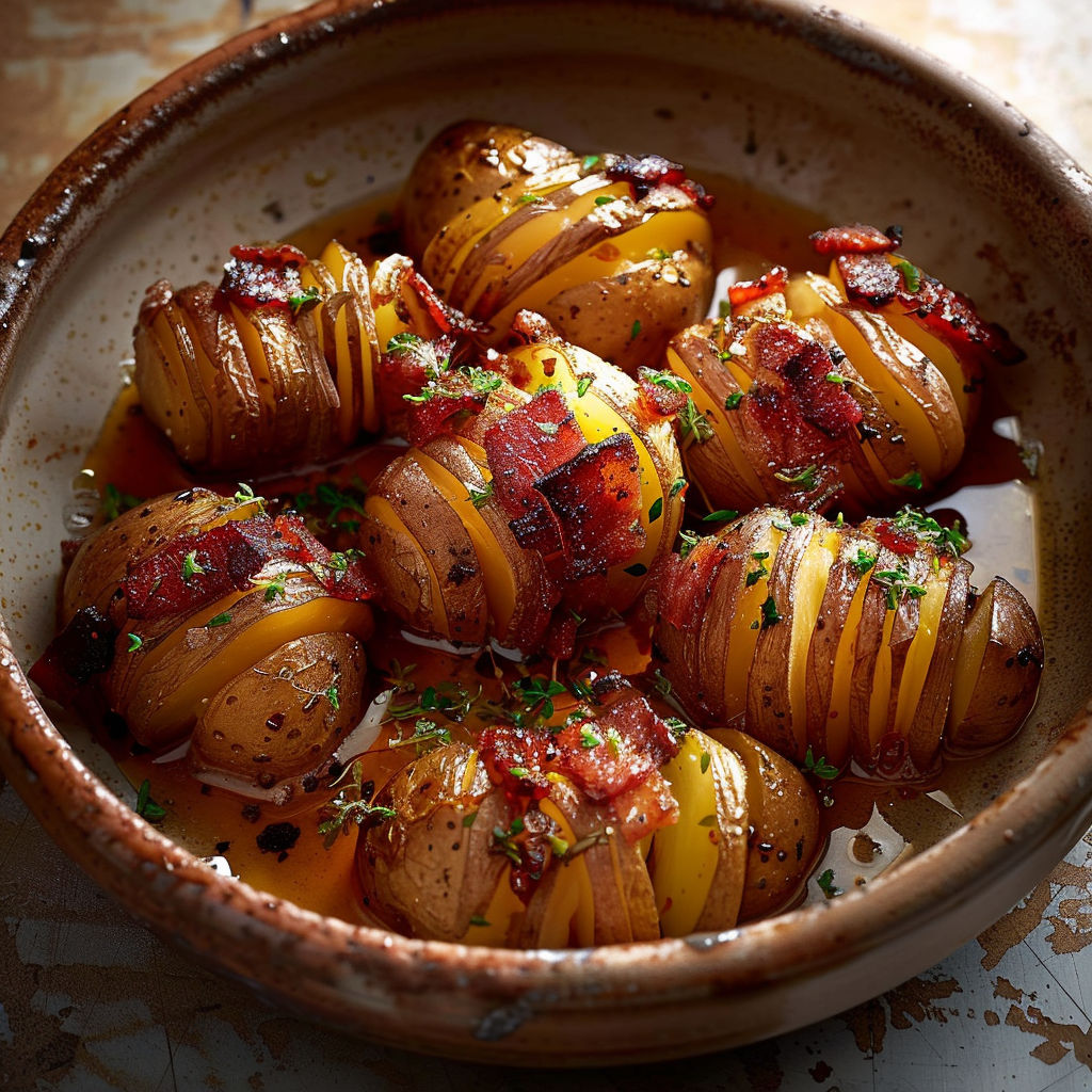 A bowl of food with the word "Pommes de terre lard fumé" on it.