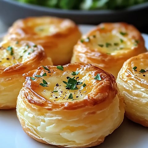Assiette de petits puffs dorés fourrés d'un mélange crémeux aux œufs et parsemés d'herbes.