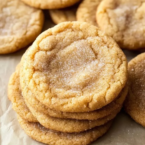 Une pile de biscuits dorés saupoudrés de sucre, posés sur du papier cuisson.