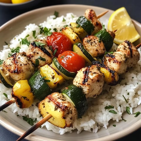 Brochettes de poulet au citron avec riz