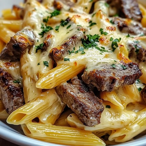 Steak beurre ail gourmand et pâtes rigatoni crémeuses