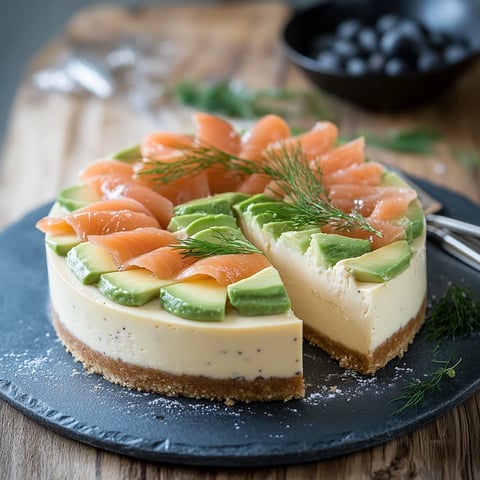 Cheesecake salé avocat et saumon