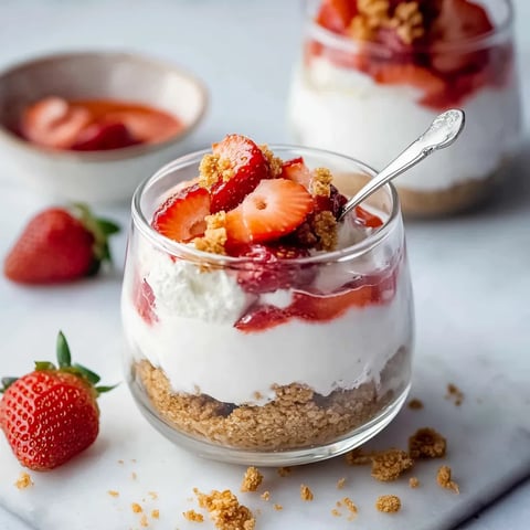 Dessert aux fraises en verre avec yaourt