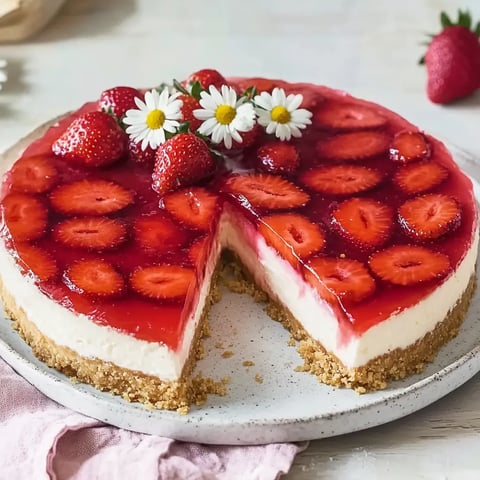 Une tarte aux fraises avec glaçage et biscuits.
