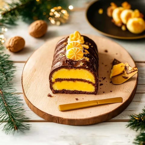 Gâteau roulé mangue chocolat pour les fêtes
