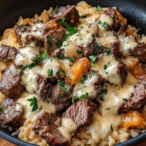 Riz et steak fondant