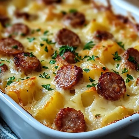 Gratin Saucisse Fromage Pomme de Terre Plat