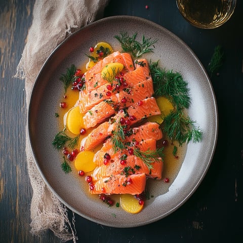 Saumon cru mariné au citron et aneth
