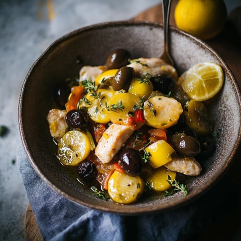 Mijote de dinde avec olives et citron, plat familial