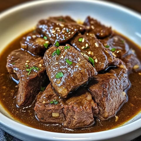 Une assiette contenant des morceaux de viande dans une sauce.