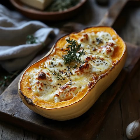 Une poêle de pâte de pumpkin est servie avec des herbes et des fromages.