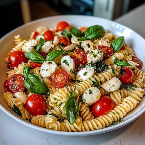 Une assiette de spaghetti avec des tomates, des basilic et des fromages.