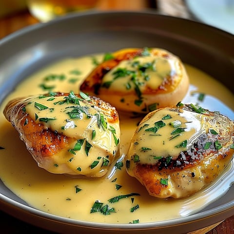 Poulet Crémé à la Moutarde de Dijon dans une Sauce à l'Ail et au Vin