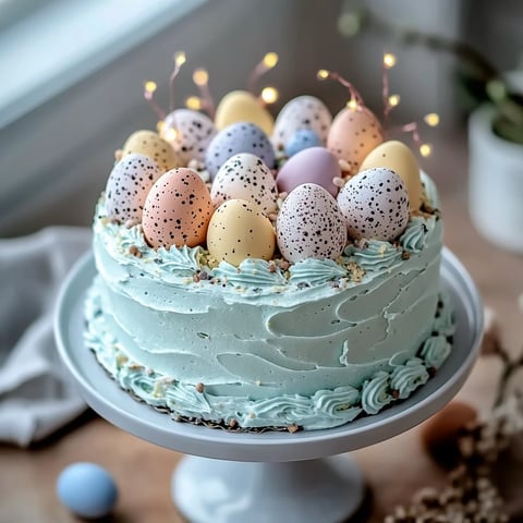 Gâteau avec nid et oeufs