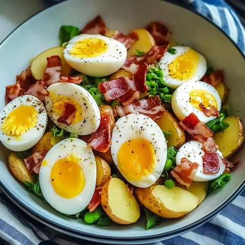 Salade de pommes de terre lardons oeufs