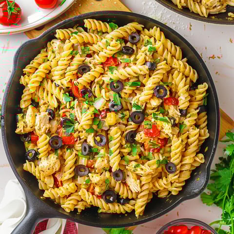A pan of Arizona chicken pasta.