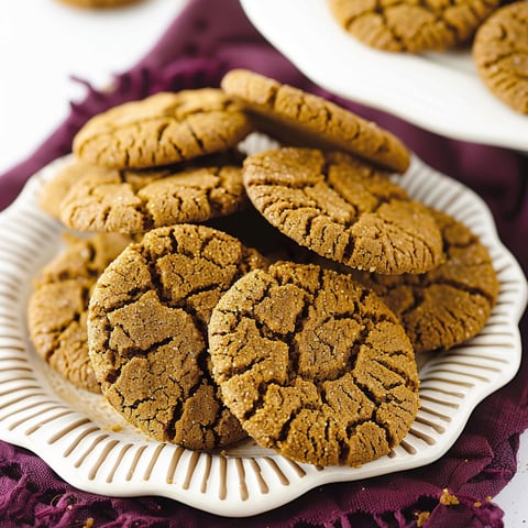 A plate of ginger snap cookies.