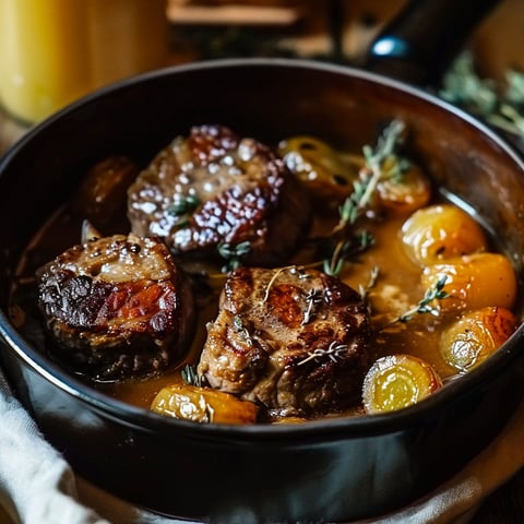 A bowl of beef stew with vegetables.