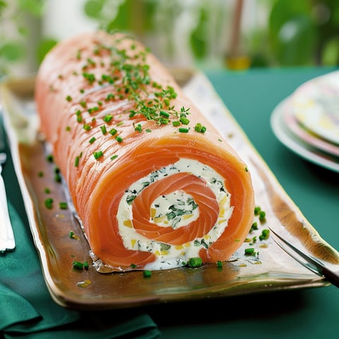 A bûche au saumon and fromage frais.