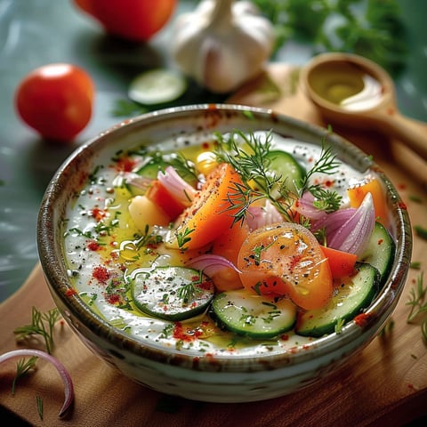 A bowl of vegetables with a sauce légère.