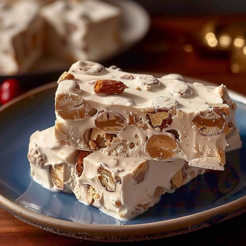 A plate of white and brown nougat.