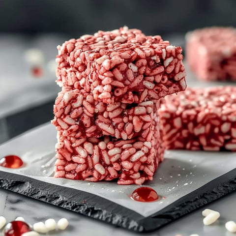 A plate of red velvet rice krispies.